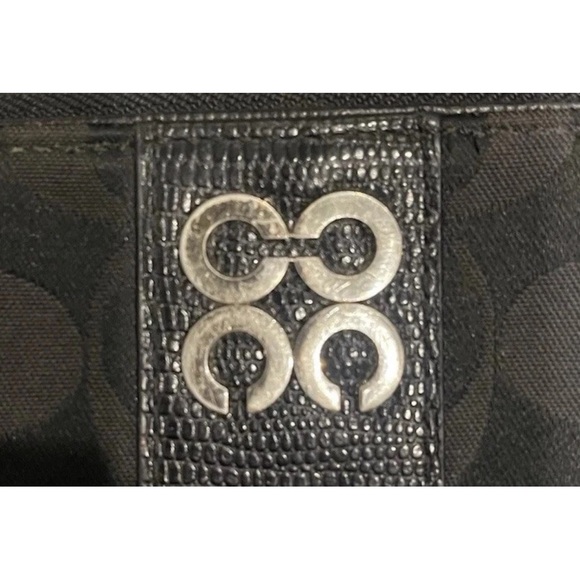 Vintage Coach Wallet Julia Op art Jacquard & Leather Envelope Wallet Black - Picture 6 of 13